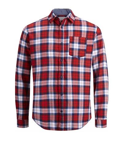 JACK & JONES ERKEK GÖMLEK 12144695-FIERY-RED