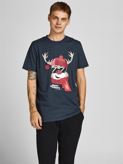 JACK JONES ERKEK T-SHIRT 12198770-NAVY