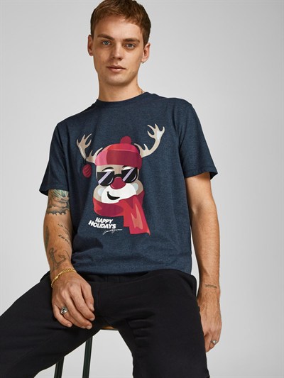 JACK JONES ERKEK T-SHIRT 12198770-NAVY