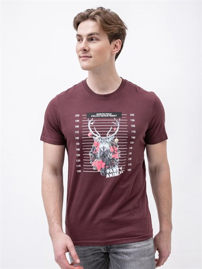 JACK JONES ERKEK T-SHIRT 12198772-GRAPE