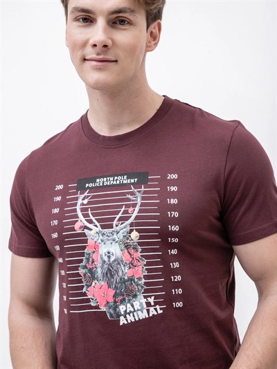 JACK JONES ERKEK T-SHIRT 12198772-GRAPE