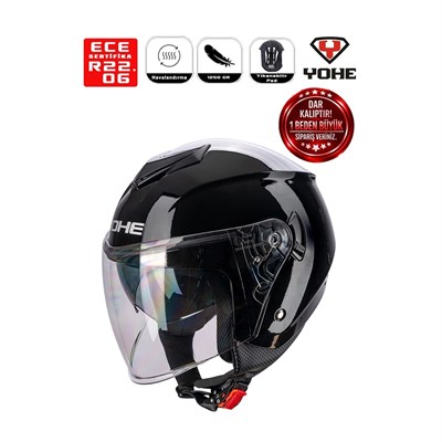 YOHE MOTOSİKLET KASKI 852-SHINNY-BLACK