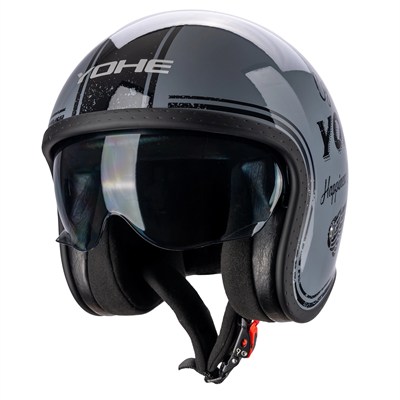 YOHE MOTOSİKLET KASKI 880-SHINY-GREY-BLACK-SILVER