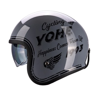 YOHE MOTOSİKLET KASKI 880-SHINY-GREY-BLACK-SILVER