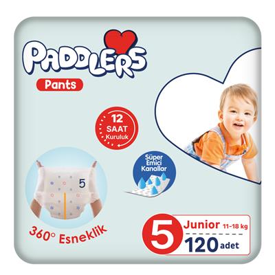 Paddlers Külot Bebek Bezi 5 Numara Junior 120 Adet (11-18 Kg) Ekstra Aylık Paket