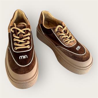 Guja Kadın Kalın Kauçuk Taban Bağcıklı Kadife Spor Ayakkabı & Sneaker Kahve