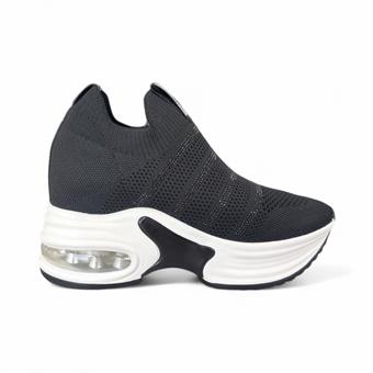 Guja Kadın Triko Detaylı Bağcıksız Sneaker Siyah