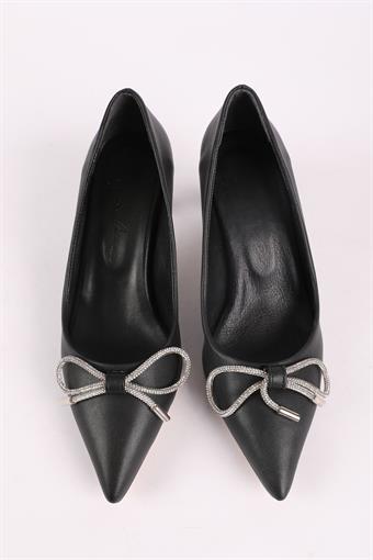 Kadın Alçak Topuklu Abiye Ayakkabı Siyah Cilt