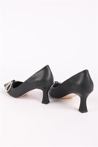 Kadın Alçak Topuklu Abiye Ayakkabı Siyah Cilt