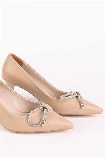Kadın Alçak Topuklu Abiye Ayakkabı Ten Cilt