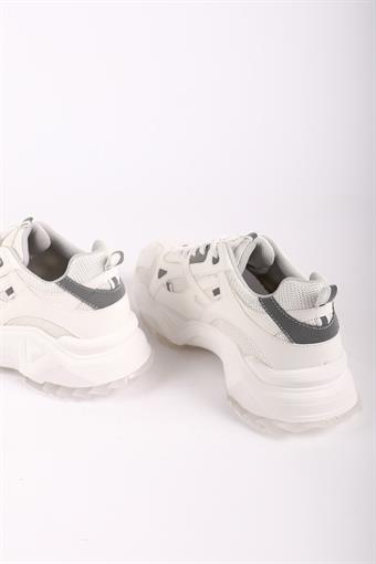 Kadın Kalın Taban Bağcıklı Spor Ayakkabı & Sneaker Beyaz