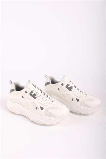 Kadın Kalın Taban Bağcıklı Spor Ayakkabı & Sneaker Beyaz