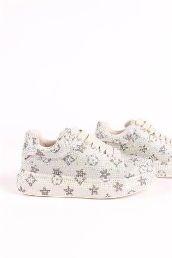 Guja Kadın Bağcıklı Taş Detaylı Sneaker Bej
