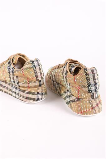 Guja Kadın Bağcıklı Taş Detaylı Sneaker Camel
