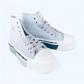 Kadın Benetton Bilek Boy Spor Ayakkabı Gri