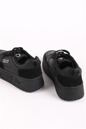 Kadın Benetton İthal Kalın Taban Bağcıklı Spor Ayakkabı & Sneaker Siyah