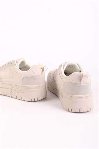 Kadın Benetton İthal Kalın Taban Bağcıklı Spor Ayakkabı & Sneaker Bej