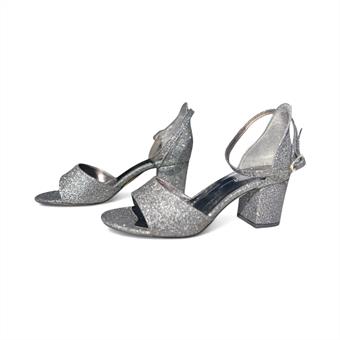 Kadın Bilekten Tokalı Açık Abiye Ayakkabı Platin Sim