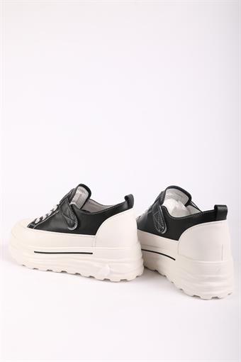 Guja Kadın Hakiki Deri Dolgu Taban Gizli Topuklu Sneaker Siyah