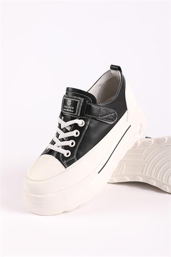 Guja Kadın Hakiki Deri Dolgu Taban Gizli Topuklu Sneaker Siyah