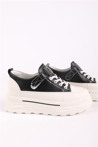 Guja Kadın Hakiki Deri Dolgu Taban Gizli Topuklu Sneaker Siyah
