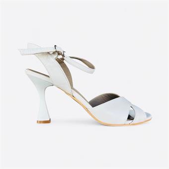 Kadın Hakiki Deri Bilekten Tokalı Abiye Ayakkabı Beyaz