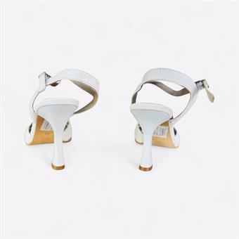 Kadın Hakiki Deri Bilekten Tokalı Abiye Ayakkabı Beyaz