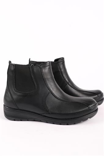 Kadın Hakiki Deri Comfort Bot Siyah
