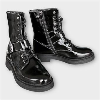 Kadın Hakiki Deri Postal Siyah Rugan