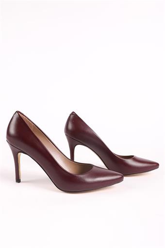 Kadın Hakiki Deri Stiletto Ayakkabı Bordo