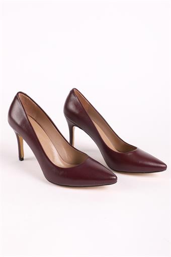 Kadın Hakiki Deri Stiletto Ayakkabı Bordo