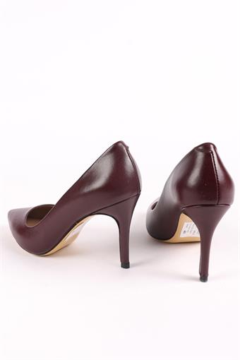 Kadın Hakiki Deri Stiletto Ayakkabı Bordo