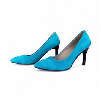Kadın Hakiki Deri Stiletto Süet Turkuaz