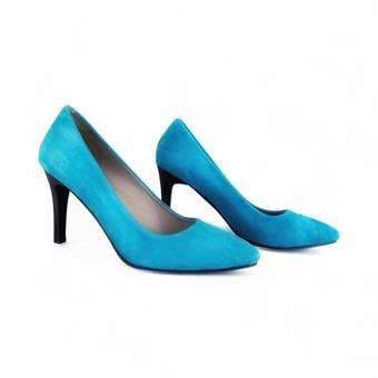 Kadın Hakiki Deri Stiletto Süet Turkuaz