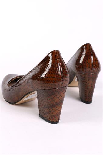 Kadın Hakiki Deri Kalın Topuklu Ayakkabı Taba