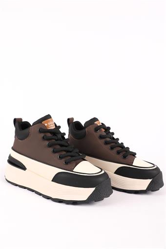 Guja Kadın Kalın Taban Bağcıklı Spor Ayakkabı & Sneaker Kahve