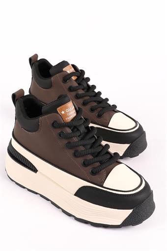 Guja Kadın Kalın Taban Bağcıklı Spor Ayakkabı & Sneaker Kahve