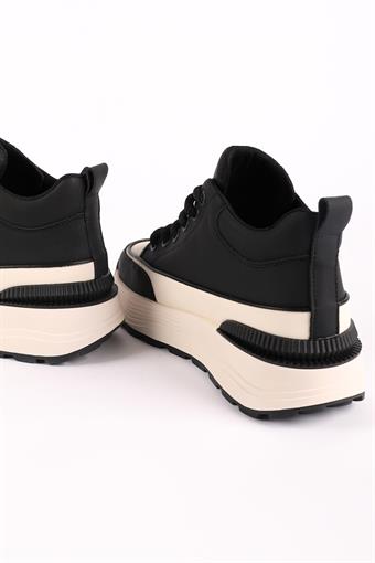 Guja Kadın Kalın Taban Bağcıklı Spor Ayakkabı & Sneaker Siyah