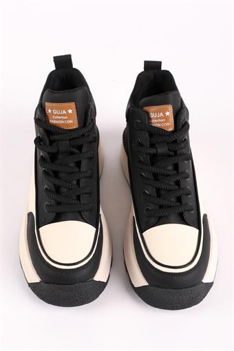 Guja Kadın Kalın Taban Bağcıklı Spor Ayakkabı & Sneaker Siyah