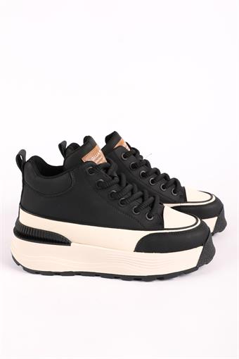 Guja Kadın Kalın Taban Bağcıklı Spor Ayakkabı & Sneaker Siyah