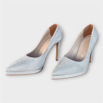 Kadın Önden Platformlu Simli Abiye Ayakkabı Lame Sim