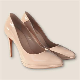 Kadın Önden Platformlu Simli Abiye Ayakkabı Bej Rugan