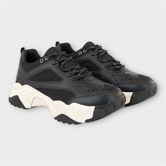 Kadın Kalın Taban Bağcıklı Spor Ayakkabı & Sneaker Siyah