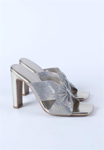 Kadın Taş Detaylı Abiye Ayakkabı Altın