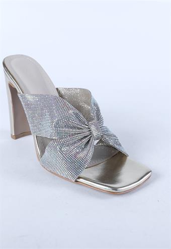 Kadın Taş Detaylı Abiye Ayakkabı Altın