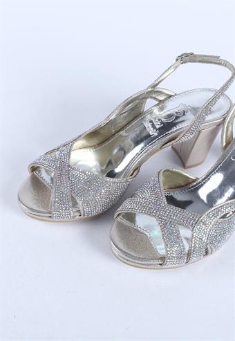 Kadın Taş Detaylı Abiye Ayakkabı Dore