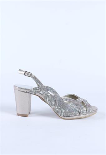 Kadın Taş Detaylı Abiye Ayakkabı Dore