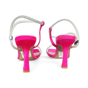 Kadın Taş Detaylı Abiye Ayakkabı Fuşya Saten