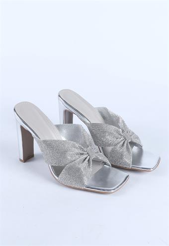 Kadın Taş Detaylı Abiye Ayakkabı Gümüş