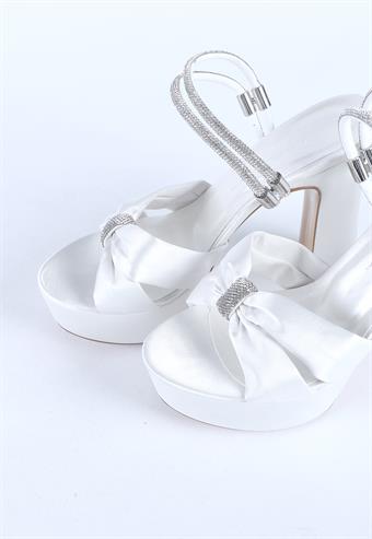 Kadın Taş Detaylı Abiye Ayakkabı Sedef Saten